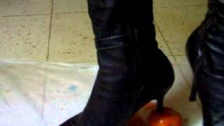 tomato crush high heels boots