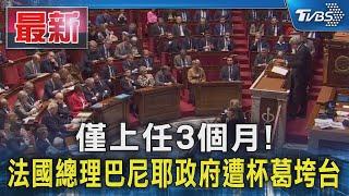 僅上任3個月! 法國總理巴尼耶政府遭杯葛垮台｜TVBS新聞 @TVBSNEWS01