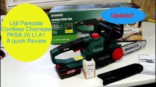 Lidl Parkside Cordless Chainsaw PKSA 20 LI A1 Review update