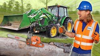 Tractors for Kids | Farm work with Chainsaw and Real Tractor