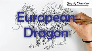 How to Draw European Dragon | One Line Drawing | Western Dragon