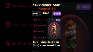 Daily cipher hamster kombat today | 24 August hamster kombat daily cipher combo | 5 million coins