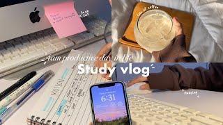 4am productive study vlog  waking up early, notes taking, coffee, skincare and more 