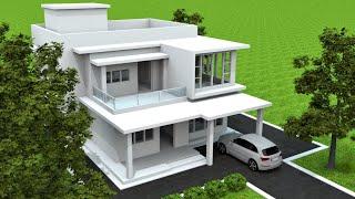 4 Bedroom Modern Duplex House Design With Floor Plan