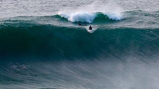 PADDLING BETWEEN GIANT WAVES SURFING EERIE OUTER REEF IN EUROPE!