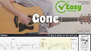 GONE (Easy Version) - ROSÉ | Fingerstyle Guitar | TAB + Chords + Lyrics