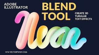 How To Create a 3D BLEND TOOL Text Effect in Illustrator