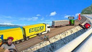 САМАЯ СЛОЖНАЯ ДОРОГА НА АВТОПОЕЗДЕ - ETS 2 ПО СЕТИ - МОДЫ в EURO TRUCK SIMULATOR 2 + РУЛЬ