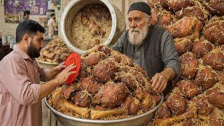 Afghanistan Street Food Famous Kabuli Pulao | The Famous Golden Beef Pulao Making
