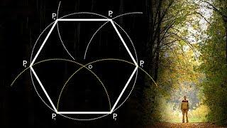 4K Как построить шестиугольник с заданной стороной, hexagon constructing with using a compass