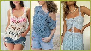 Latest Stylish Crochet Crop Top patterns  - Stylish Crochet Blouse designs ideas