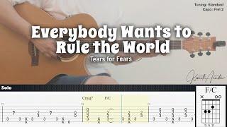 Everybody Wants To Rule The World - Tears for Fears | Fingerstyle Guitar | TAB + Chords + Lyrics