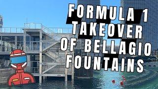 CAN'T WALK HERE! Bellagio Fountains Taken Over By Formula 1 VIP & Grandstands for Big Race