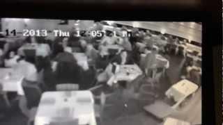 Car hits me while having lunch