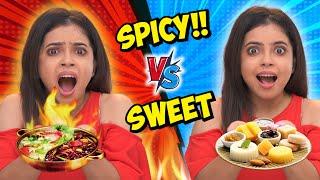 24 HOURS  SWEET VS SPICY  FOOD CHALLENGE  | Ramen, MOMO, Mochi, Sandwich | Wonder Munna Unplugged