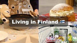 Morning Routine | Baking Laskiaispulla | Grocery Shopping | Slow Living in Finland Vlog 