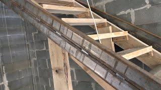 Тетива (косоур) под одномаршевую лестницу из профильных труб 100х50 мм