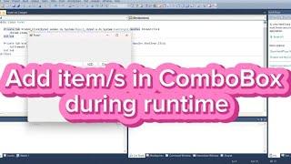 How to add items in ComboBox during runtime in vb.net