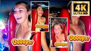 Nice bounce girl on slingshot ride  part 108 #slingshotchallenge #amusementpark