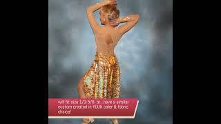 Gold Hologram Tiger Print Latin-Rhythm Dress on Nude Color Stretch Base Swarovski Rhinestone Work