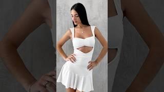 Hollow Sleeveless Back Bandage Ruched Mini Dress #fashion #outstyle #clothing #newarrivals  #model