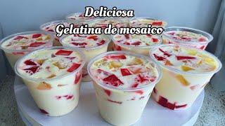 PREPARA ESTA DELICIOSA GELATINA DE MOSAICO CON LECHE.