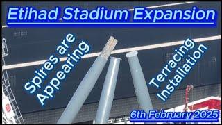 Etihad Stadium Expansion 6th February 2025 - Manchester City FC - Spires are appearing #mcfc