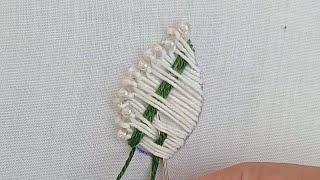 Basic hand embroidery | All over hand embroidery leaf stitch design | Elegant hand embroidery leaf