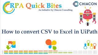 RPA - UiPath - Convert CSV to Excel (xls)