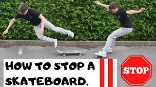 How To Stop on a Skateboard For Beginners Easy - Tutorial