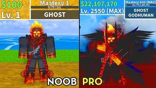 Beating Blox Fruits as Ghost Man! Ghost Noob to Pro Lvl 1 to Max Lvl Full Ghoul v4 Awakening!