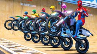 SPIDERMAN,COLORS SPIDERMAN,POWER RANGERS | Racing Motorcycles Event Day Competition Challenge #1017