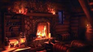 Wood Cabin Ambience | Heavy Blizzard Sounds for Sleep, Relaxation & Study with Fireplace Sounds