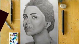 Deepika Padukone Drawing step by step | Pencil Sketch of DEEPIKA | @Swiftmedia-v6p  | #shorts