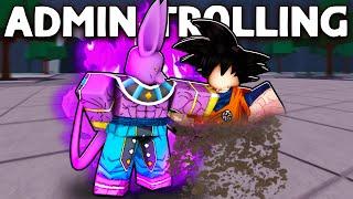 TROLLING Using ADMIN COMMANDS in PUBLIC SERVERS as BEERUS in Ki Battlegrounds ROBLOX