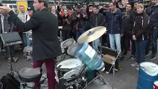 Together with people from all around the world in a street party. Hamburg 25.4.15 (Oded Kafri)