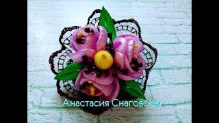 МК тюльпаны с кружевом / Канзаши / DIY tulips with lace