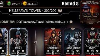 Hellspawn Tower Boss Battle 200 & 170, 190 Fight + Reward MK Mobile | Team Ronin and Dotd