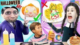HALLOWEEN PANCAKE ART Challenge: Addams Family & Pennywise (FV Family Challenge)