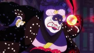 Big mom gets angry and punches kaido's subordinate.