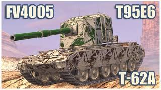 FV4005, T95E6 & T-62A • WoT Blitz Gameplay