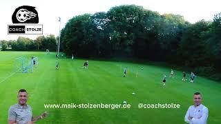 Fussballtraining: Torabschlüsse - Zwei Kontakte und Gegnerdruck.