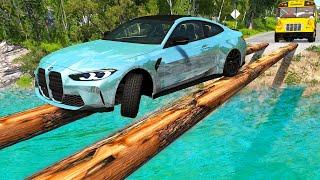 Cars vs Log Bridge - BeamNG Drive