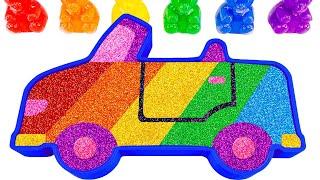 ASMR Slime Video l How To Make Rainbow Convertible Car Bathtub With Glitter Slime | Making By YoYo