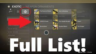 Full List Of Exotic And Legendary Ornaments You have Unlocked - How To "Earn" Ornaments Destiny 2
