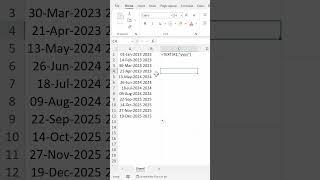 Date Formats in Excel #shorts