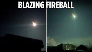 Watch dramatic moment giant 3,500mph METEOR explodes in sky over Siberia turning night into day