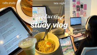 late night study vlog  productive study, cafe hopping, lots of studying, new semester, uni vlog