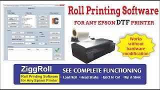 ZigRoll complete functioning. Uncut video. Epson L1800 L805 Roll Printing Software. DTF Roll to Roll