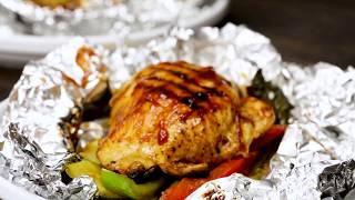 Grilled Barbecue Chicken and Vegetables in Foil Recipe